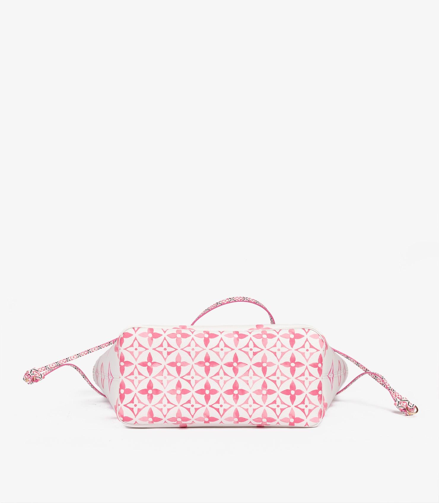 Louis Vuitton White & Pink Monogram Canvas By The Pool Neverfull MM 1