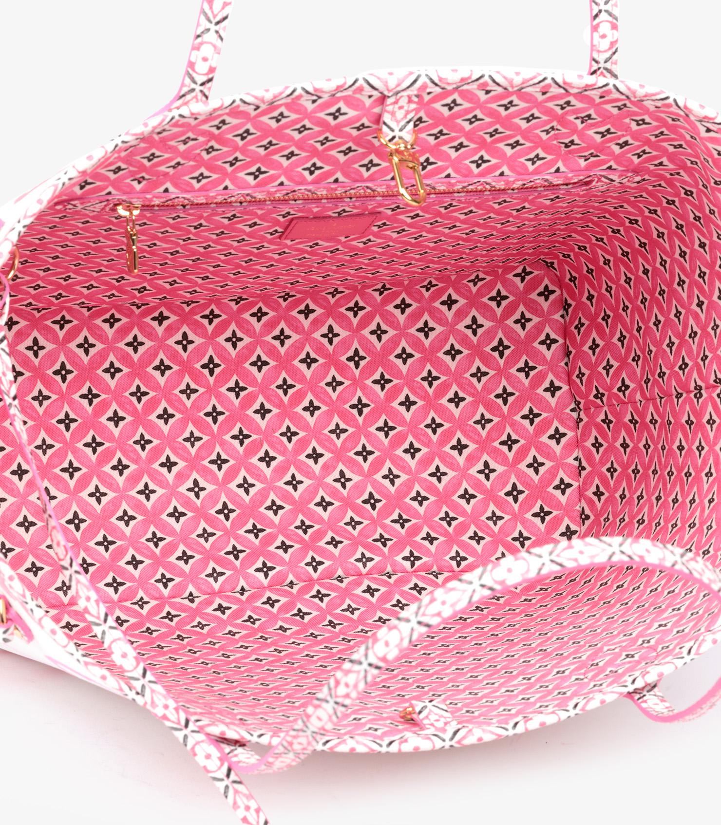 Louis Vuitton White & Pink Monogram Canvas By The Pool Neverfull MM 3