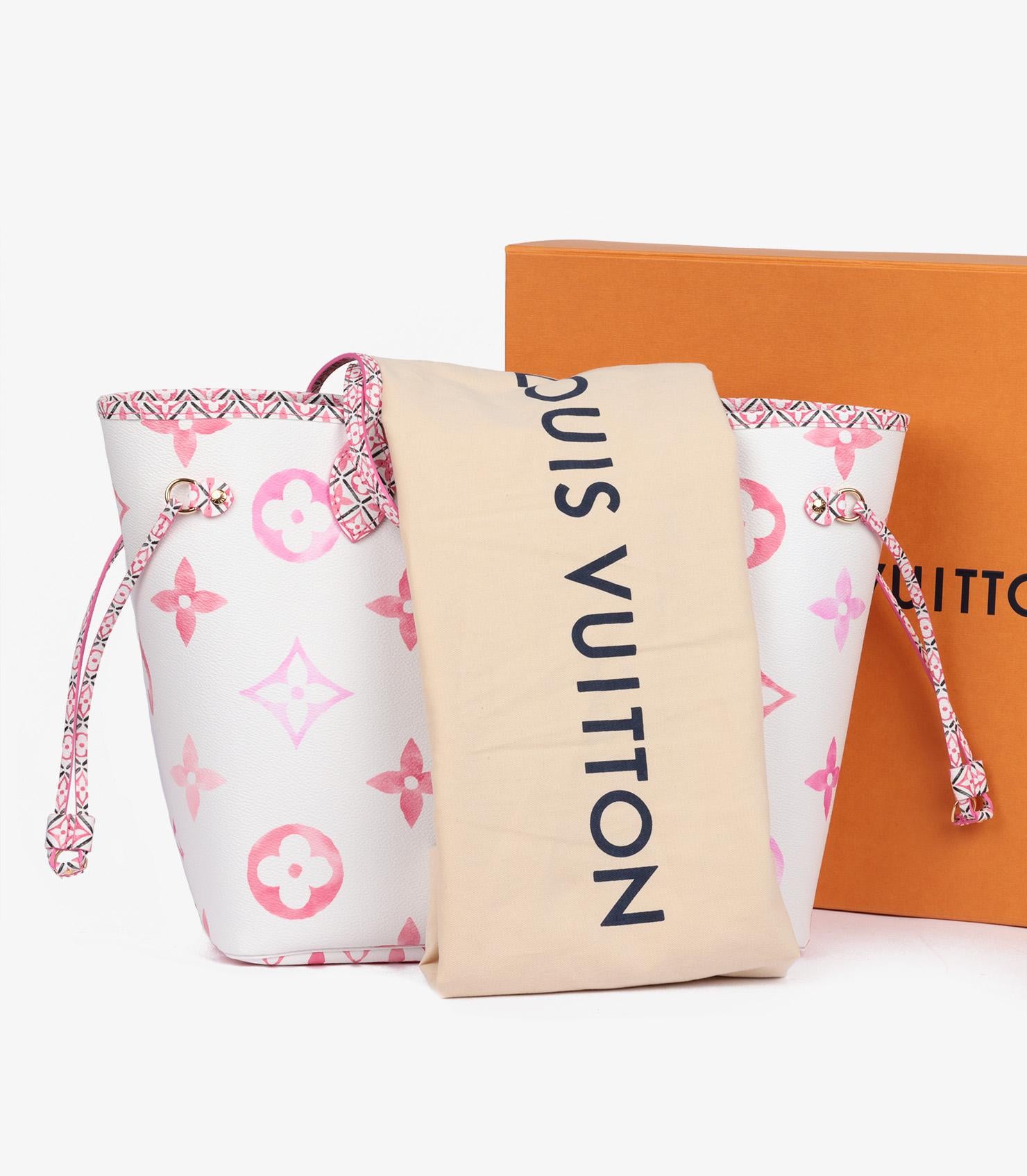 Louis Vuitton White & Pink Monogram Canvas By The Pool Neverfull MM 4