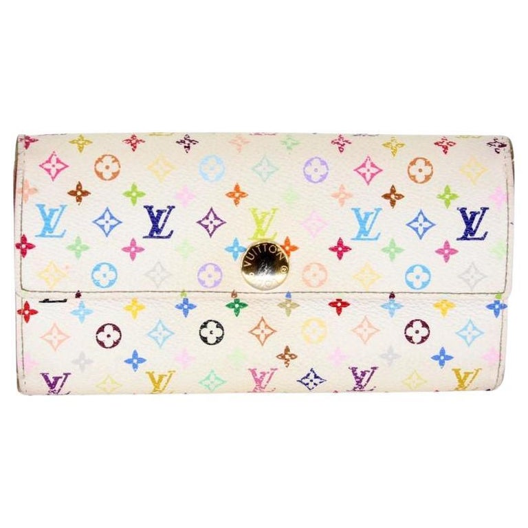 Louis Vuitton White Pink Sarah Takashi Murakami Monogram Multicolore Wallet For Sale