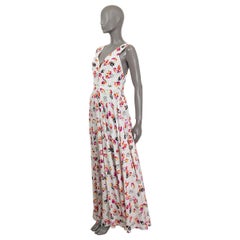 LOUIS VUITTON white & pink silk TULIP PRINT Sleeveless Maxi Dress 36 XS