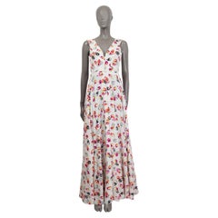 Used LOUIS VUITTON white & pink silk TULIP PRINT Sleeveless Maxi Dress 36 XS