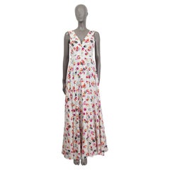 LOUIS VUITTON blanco y rosa seda TULIP PRINT Maxi Vestido sin mangas 36 XS