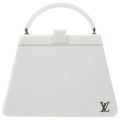 Louis Vuitton White Plastic Leather Top Handle Satchel Kelly Style