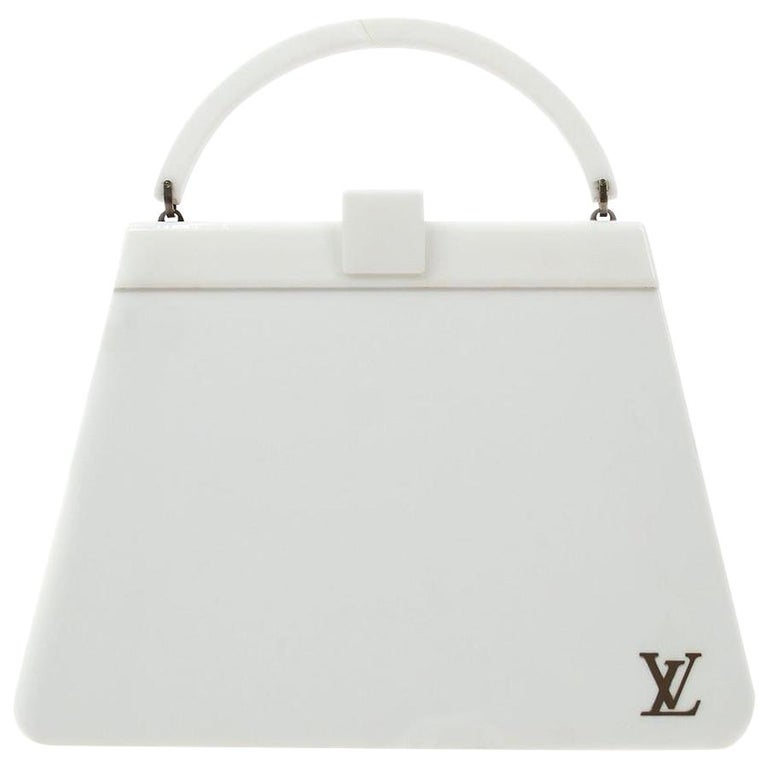 Louis Vuitton White Plastic Leather Top Handle Satchel Kelly Style Bag For  Sale at 1stDibs