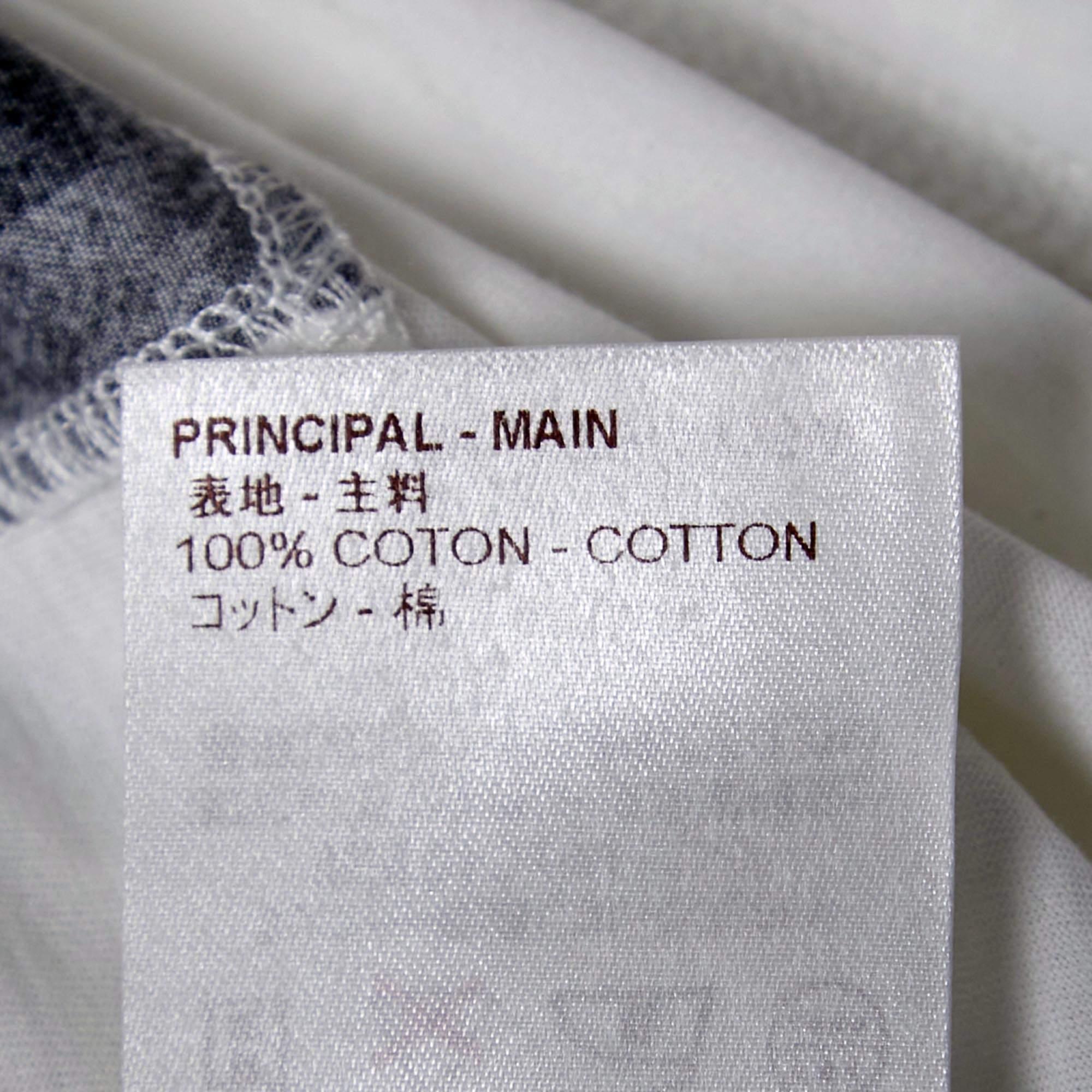 Men's Louis Vuitton White Print Cotton Crew Neck Half Sleeve T-Shirt M