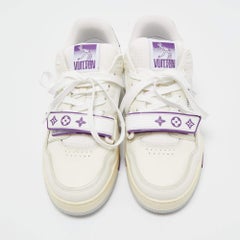 Louis Vuitton Weiß/Purple LV Trainer Turnschuhe aus Leder und Mesh Größe 41