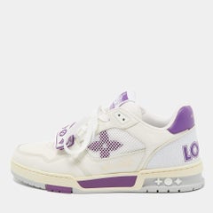 Louis Vuitton Weiß/Purple LV Trainer Turnschuhe aus Leder und Mesh Größe 41