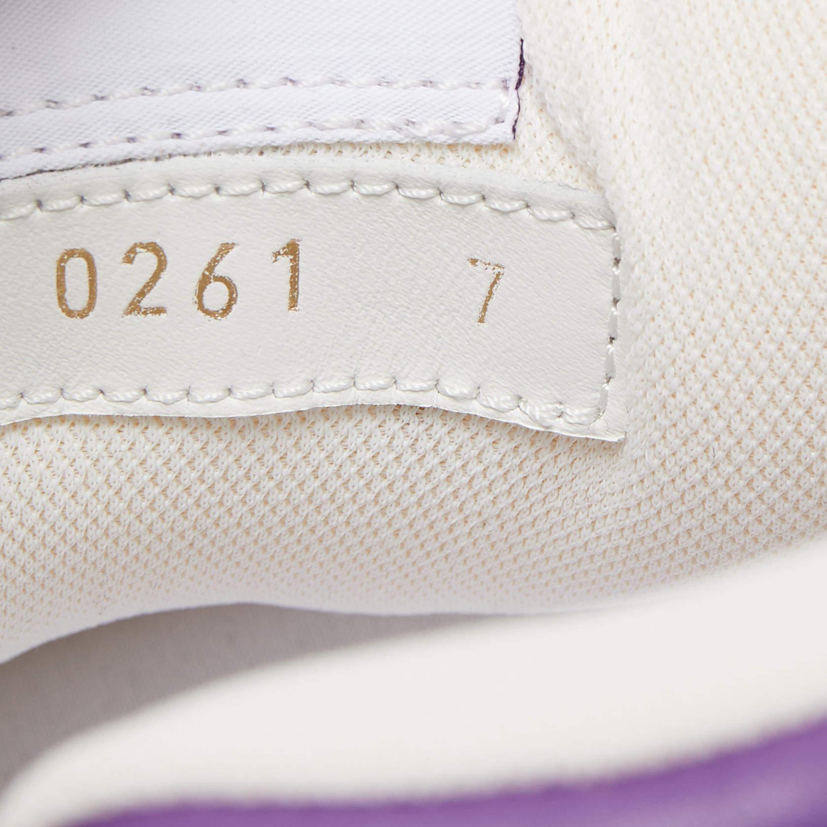 Louis Vuitton White/Purple Leather and Mesh LV Trainer Sneakers Size 41 For Sale 1