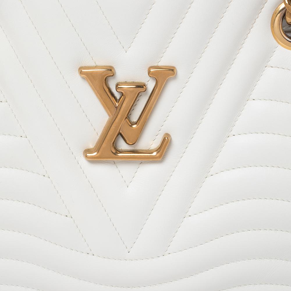 Women's Louis Vuitton White Quilted Leather New Wave Chain Bag