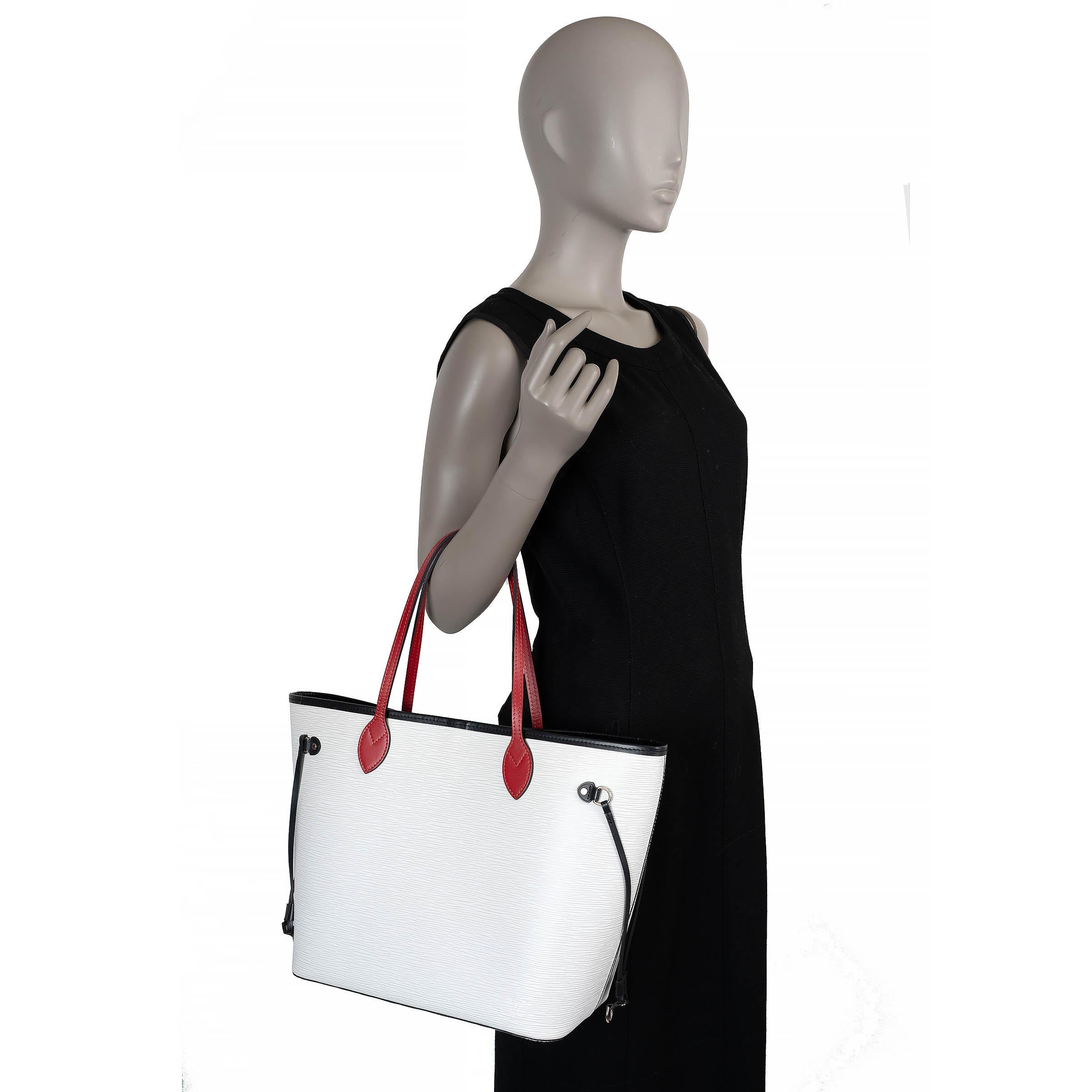 LOUIS VUITTON Weiß Rot Epi Leder NEVERFULL MM Tragetasche im Angebot 5