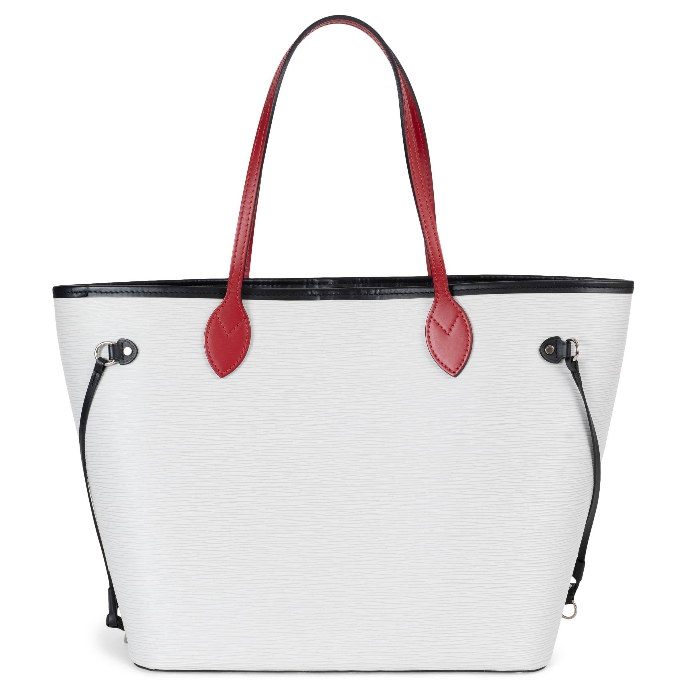 LOUIS VUITTON Weiß Rot Epi Leder NEVERFULL MM Tragetasche (Grau) im Angebot