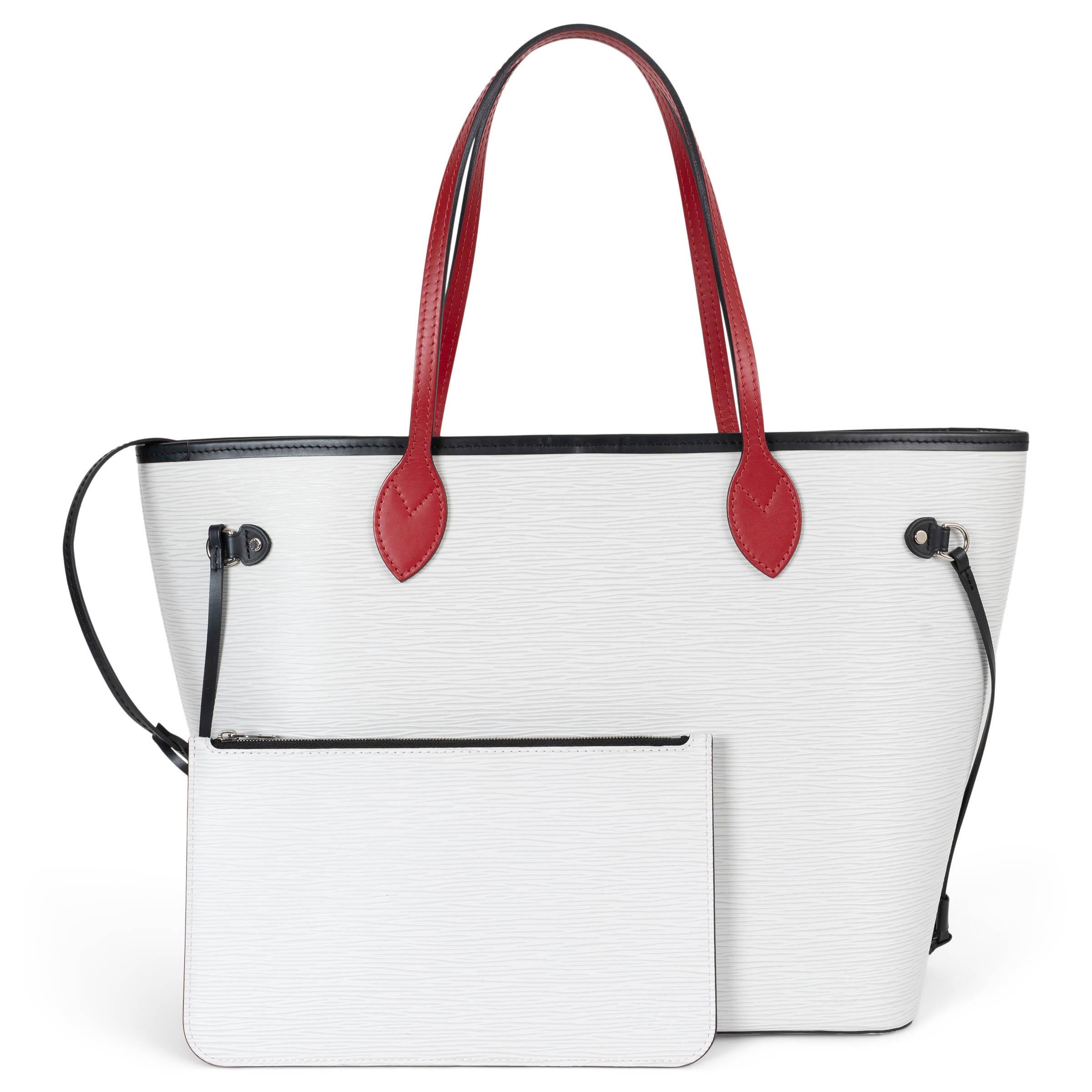 LOUIS VUITTON Weiß Rot Epi Leder NEVERFULL MM Tragetasche Damen im Angebot