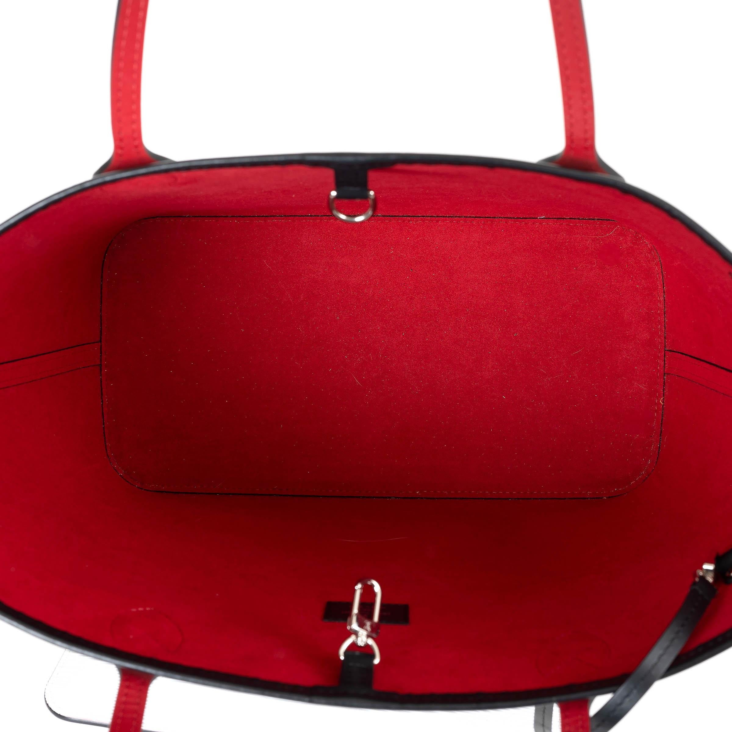 LOUIS VUITTON Weiß Rot Epi Leder NEVERFULL MM Tragetasche im Angebot 1