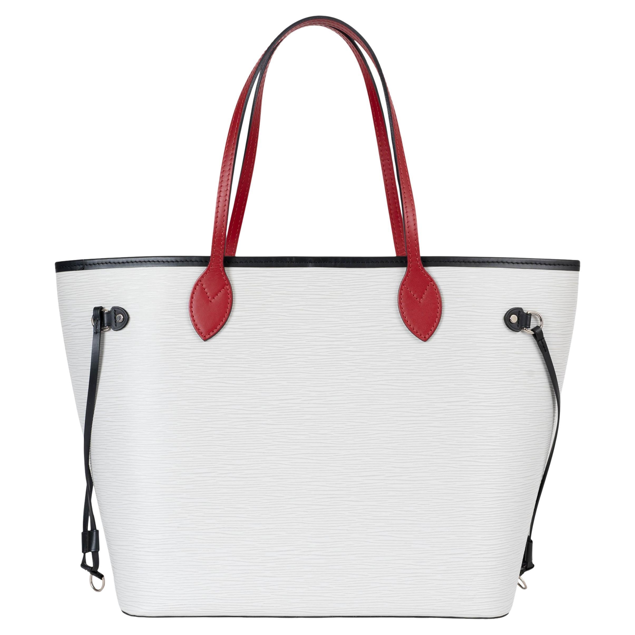 LOUIS VUITTON white red red Epi leather NEVERFULL MM Tote Bag
