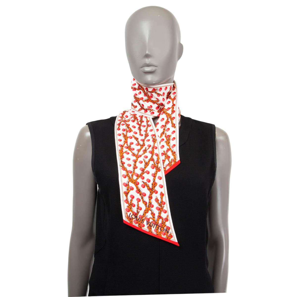 LOUIS VUITTON white & red silk RAMAGES CORAL & DOT BANDEAU Scarf For Sale 1