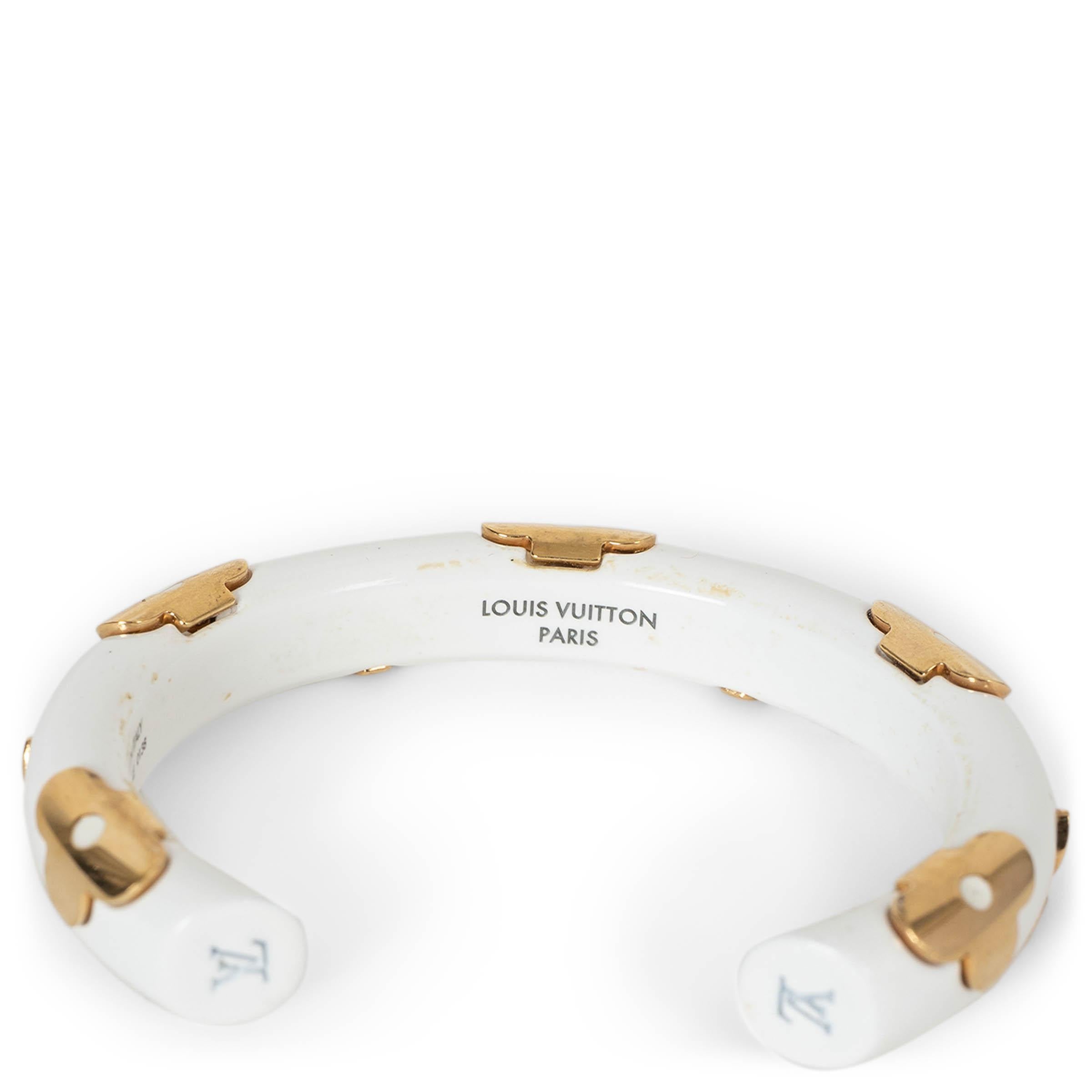 Women's LOUIS VUITTON white resin DAILY MONOGRAM Cuff Bracelet For Sale
