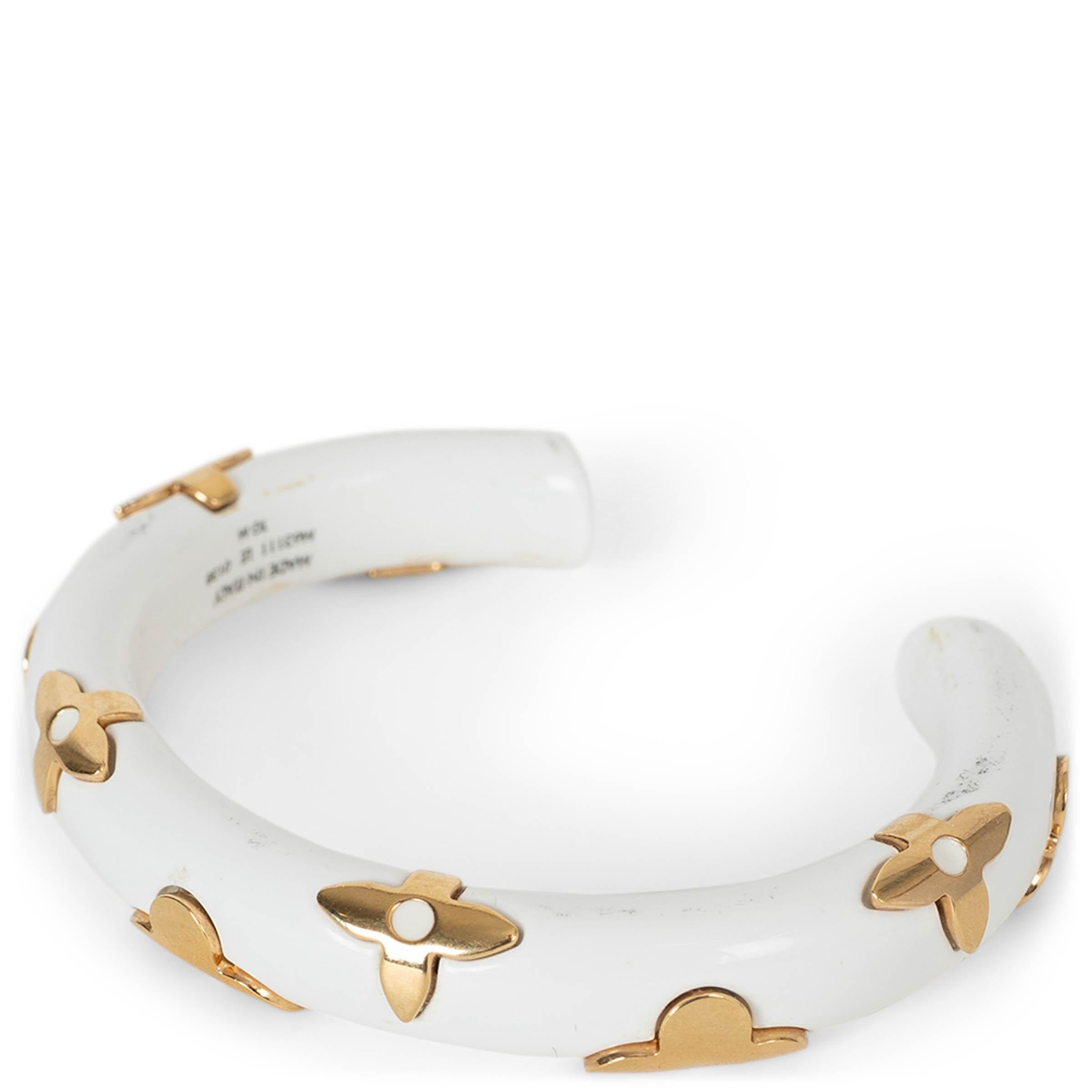 LOUIS VUITTON white resin DAILY MONOGRAM Cuff Bracelet For Sale