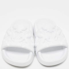 Louis Vuitton White Rubber Monogram Rubber Flat Slides Size 41