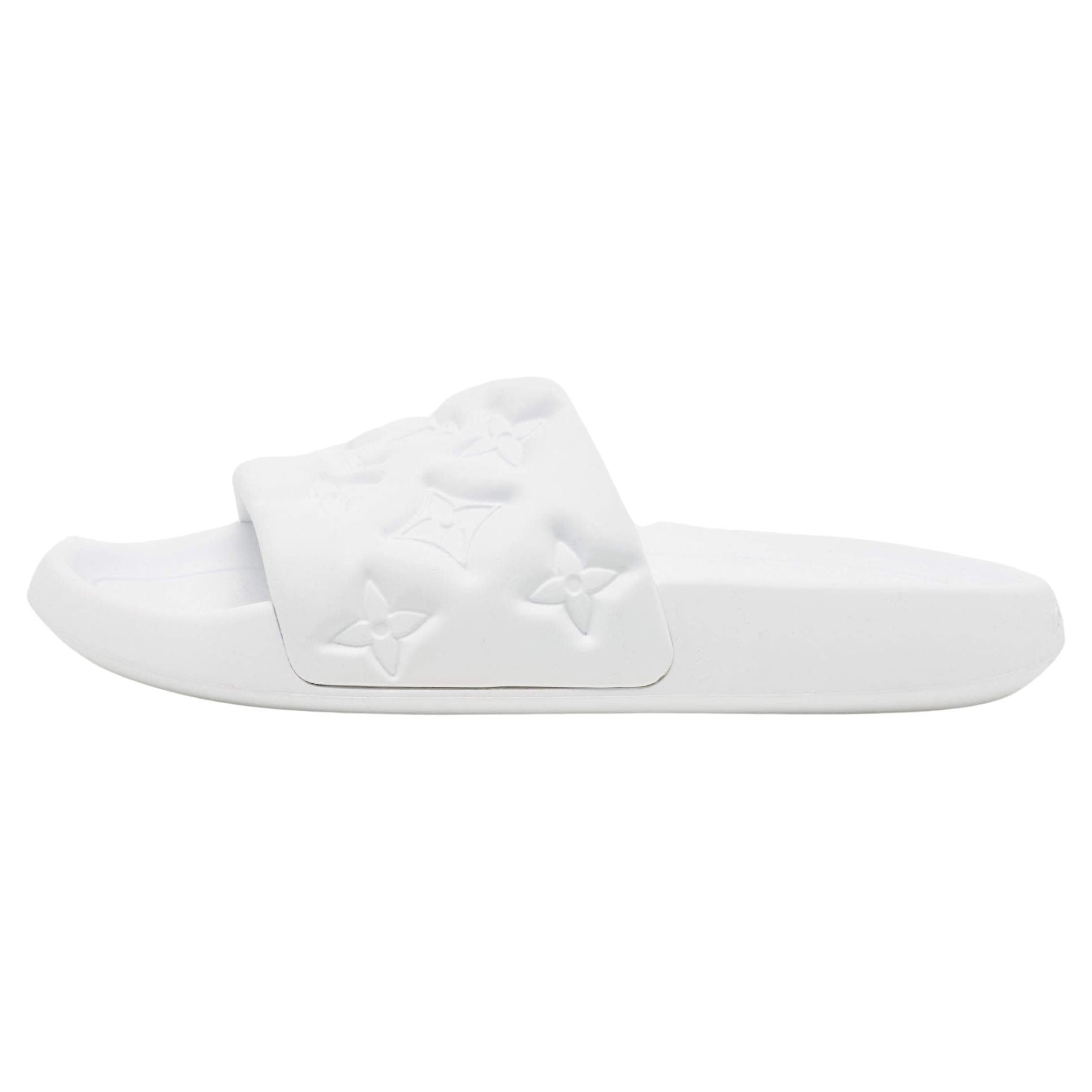 Louis Vuitton Weiße flache Schubladen aus Gummi mit Monogramm aus Gummi Größe 41 im Angebot