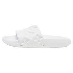 Louis Vuitton White Rubber Monogram Rubber Flat Slides Size 41