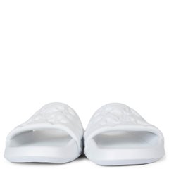 LOUIS VUITTON white rubber WATERFRONT MONOGRAM Slide Sandals Shoes 7 mens