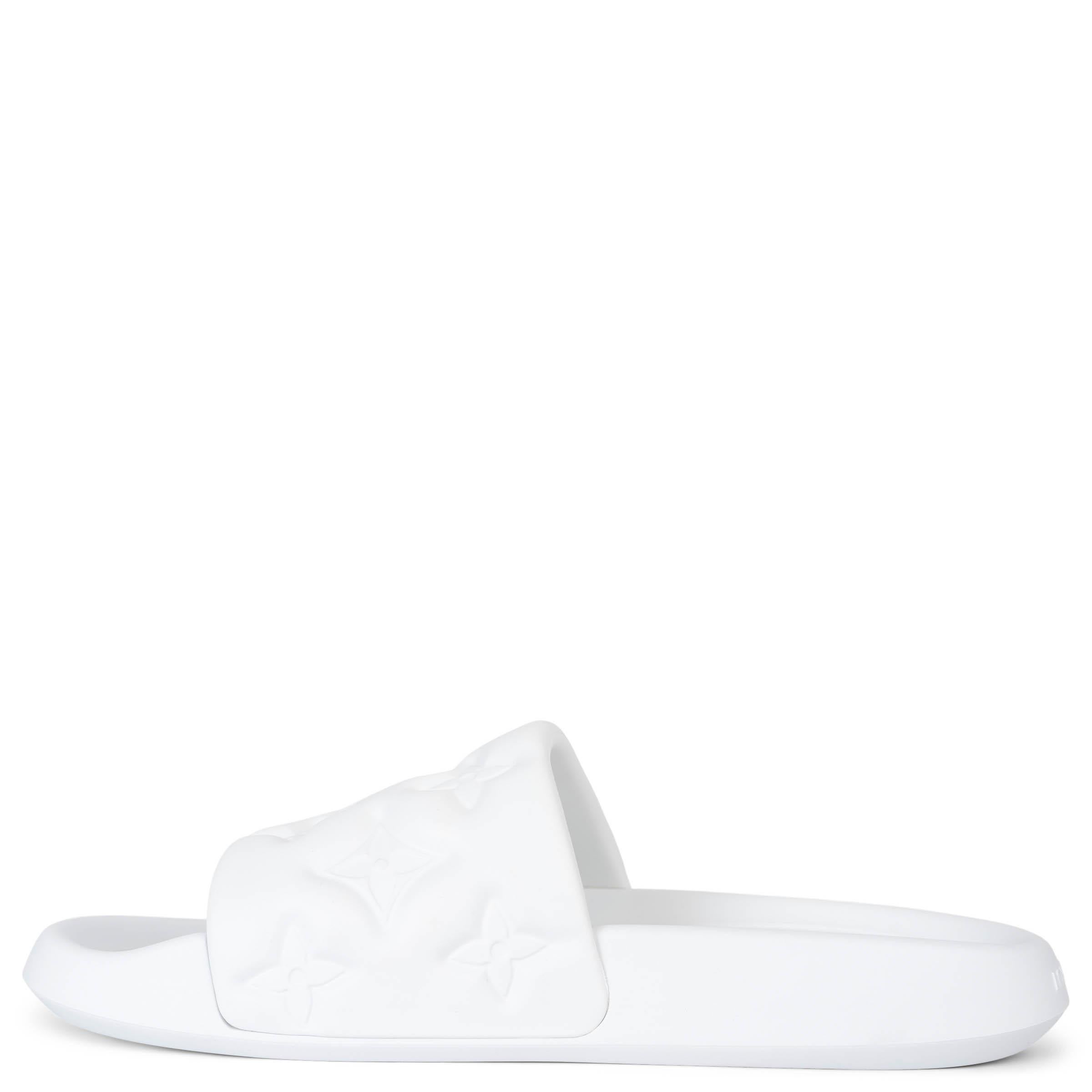 Gray LOUIS VUITTON white rubber WATERFRONT MONOGRAM Slide Sandals Shoes 7 mens For Sale