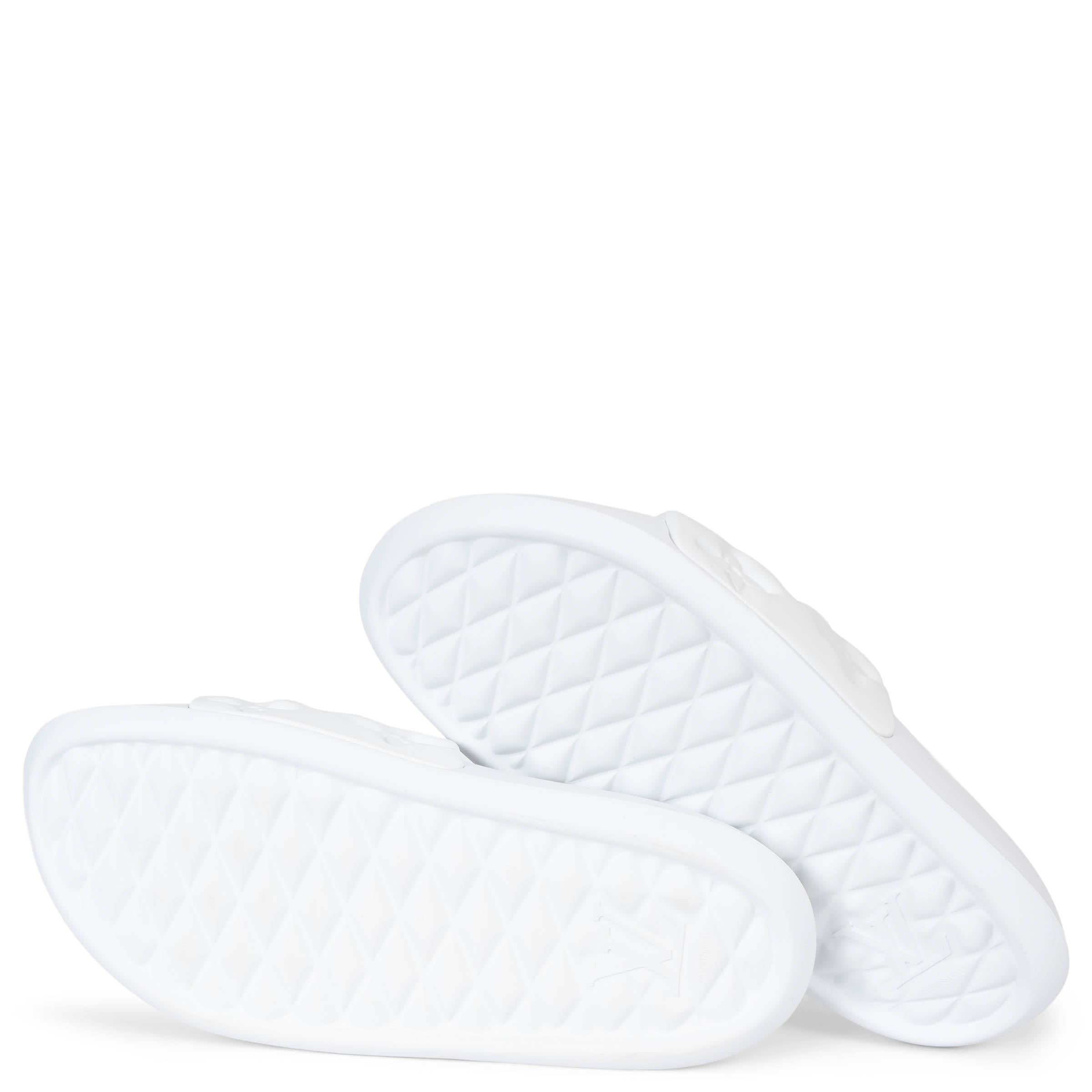 LOUIS VUITTON white rubber WATERFRONT MONOGRAM Slide Sandals Shoes 7 mens For Sale 2