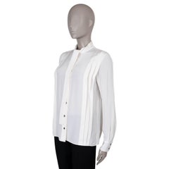 LOUIS VUITTON white silk 2019 PLEAT LAVALLIERE Blouse Shirt 36 XS