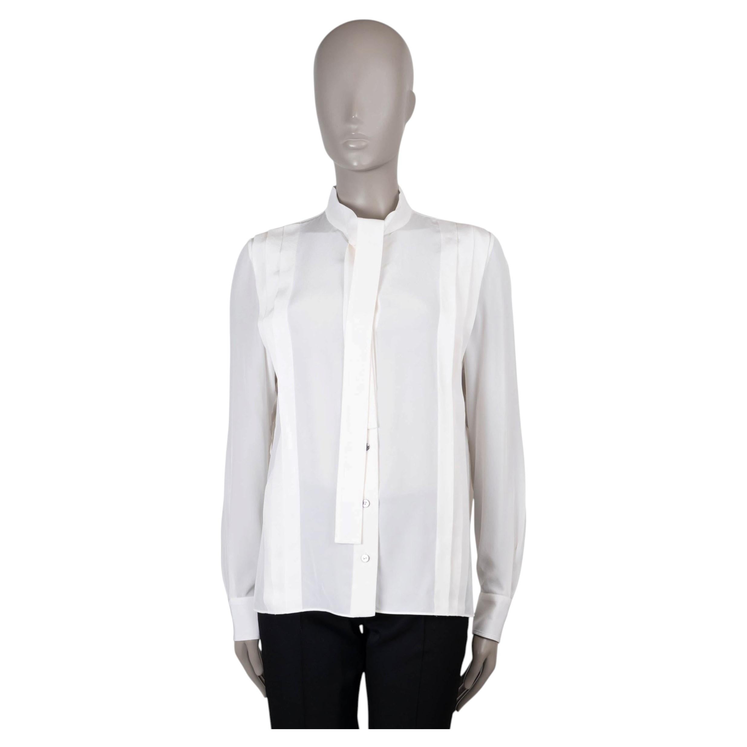 LOUIS VUITTON seda blanca 2019 PLEAT LAVALLIERE Blusa Camisa 36 XS