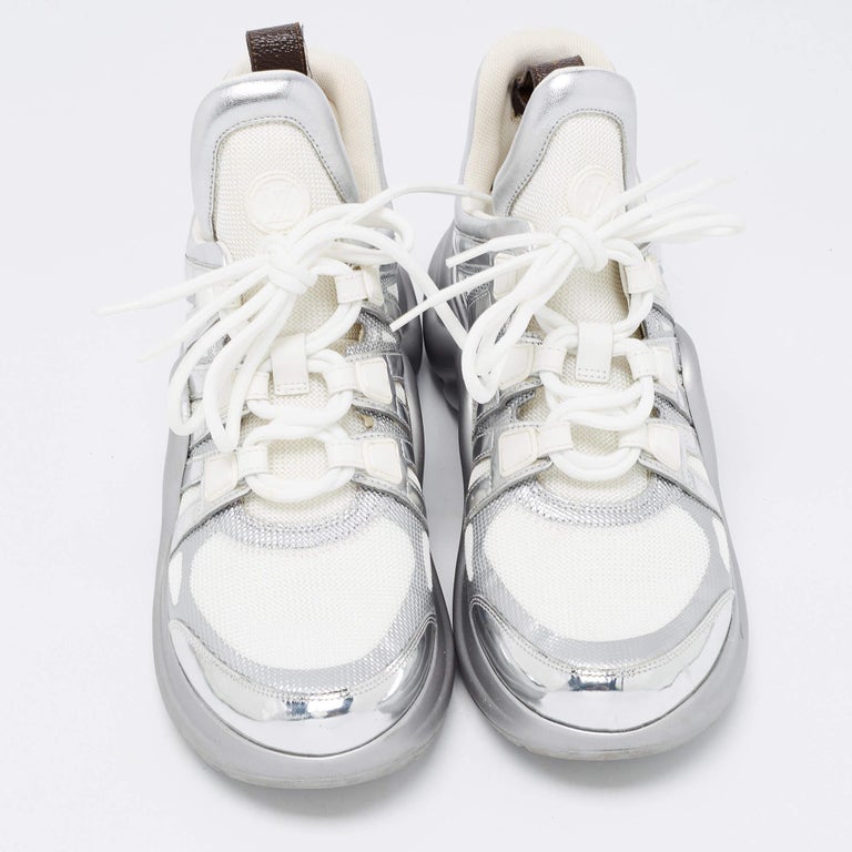Louis Vuitton White/Silver Mesh and Leather Archlight Sneakers