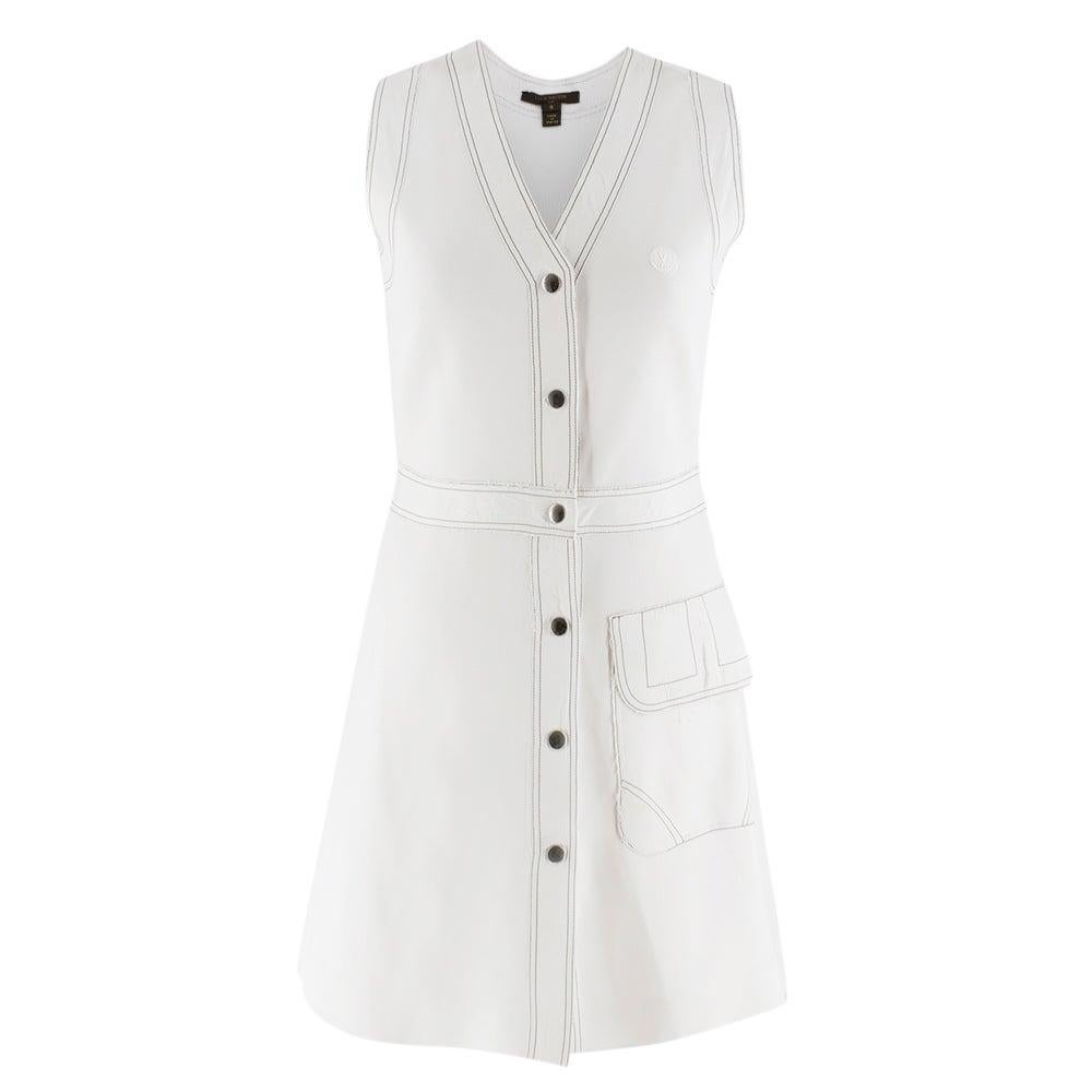 Louis Vuitton White Sleeveless button front dress - Size Small