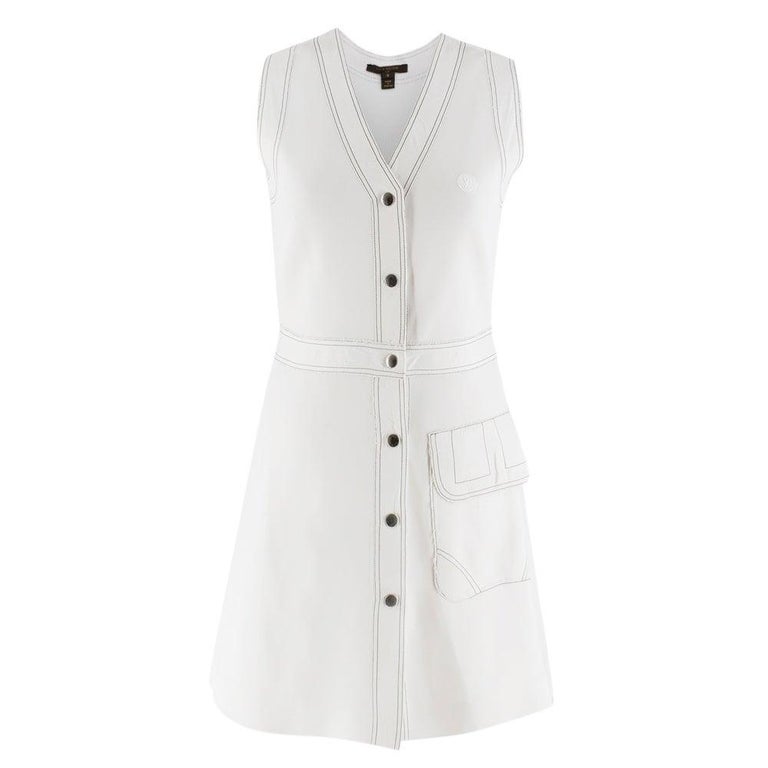 Louis Vuitton White Sleeveless button front dress - Size Small at 1stDibs