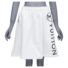 LOUIS VUITTON falda blanca deportiva oversize LV logo monograma cremallera jersey A-line M