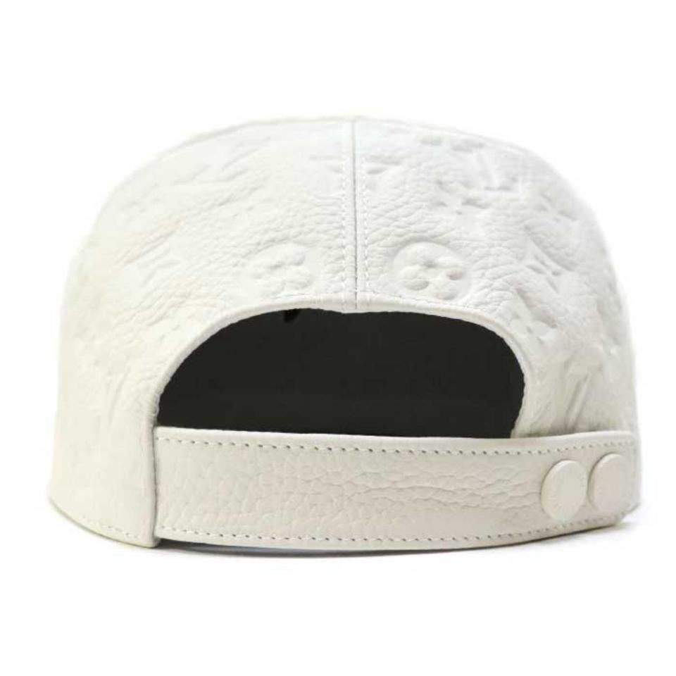 Men's Louis Vuitton White Ss19 Virgil Abloh Leather Blanc Baseball Cap 870232 Hat For Sale