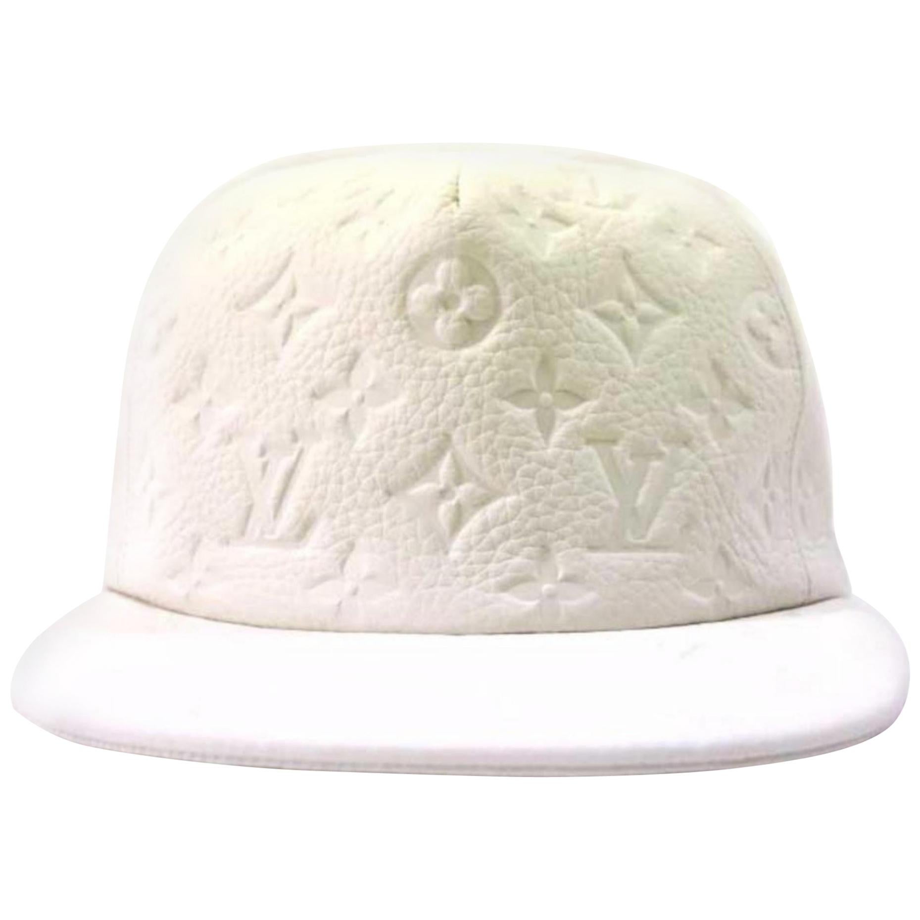 Louis Vuitton White Ss19 Virgil Abloh Leather Blanc Baseball Cap 870232 Hat