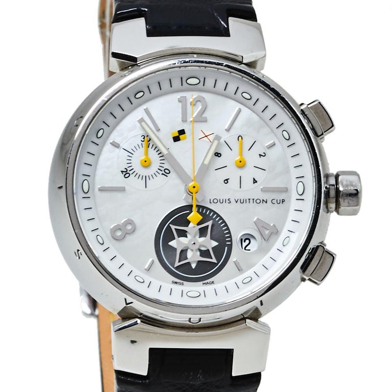 Louis Vuitton White Stainless Steel Tambour Lovely Women's