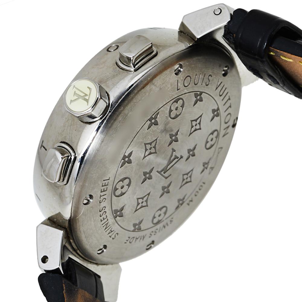 Louis Vuitton White Stainless Steel Tambour Lovely Women's Wristwatch 34 MM In Good Condition In Dubai, Al Qouz 2