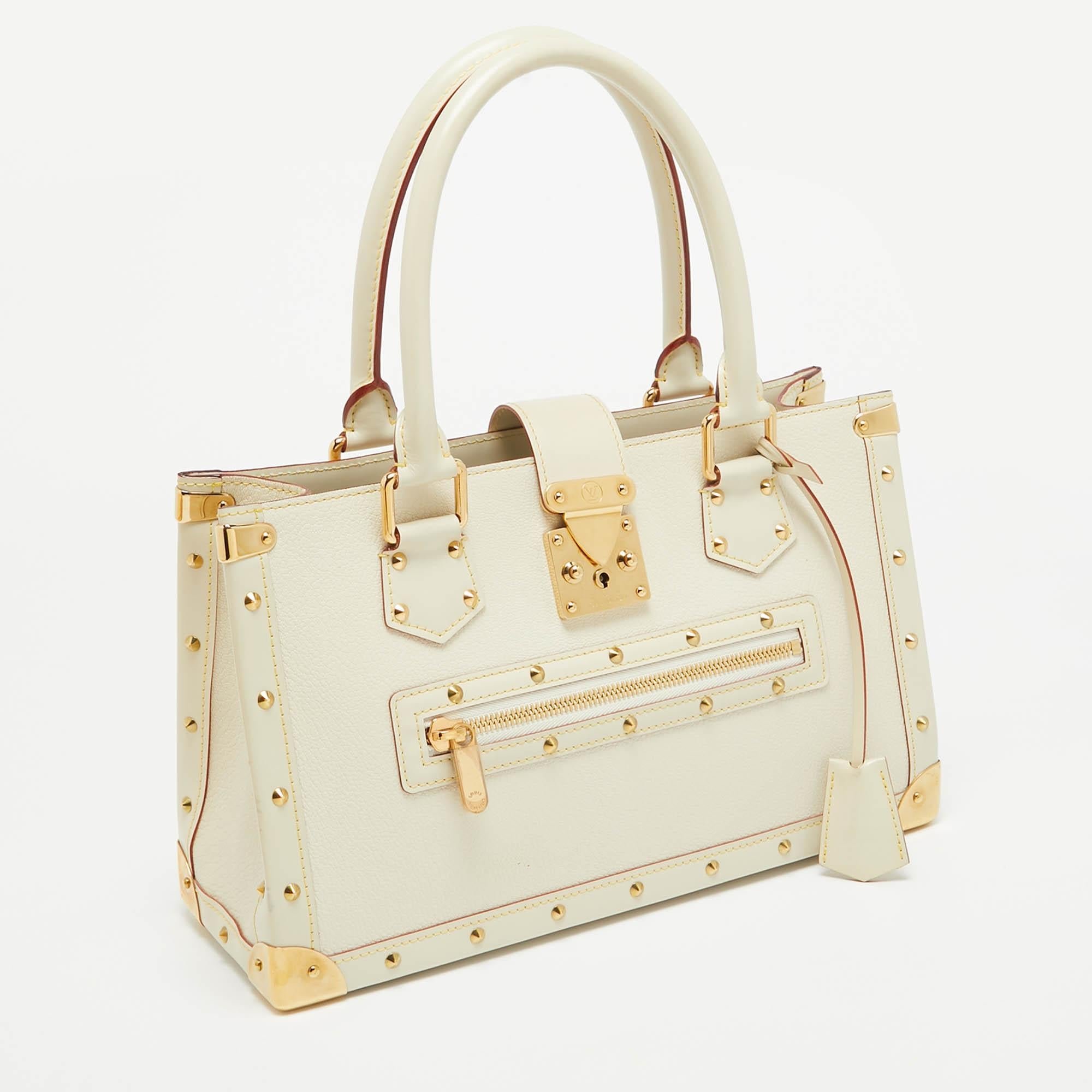 Louis Vuitton White Suhali Leather Le Fabuleux Bag In Fair Condition In Dubai, Al Qouz 2