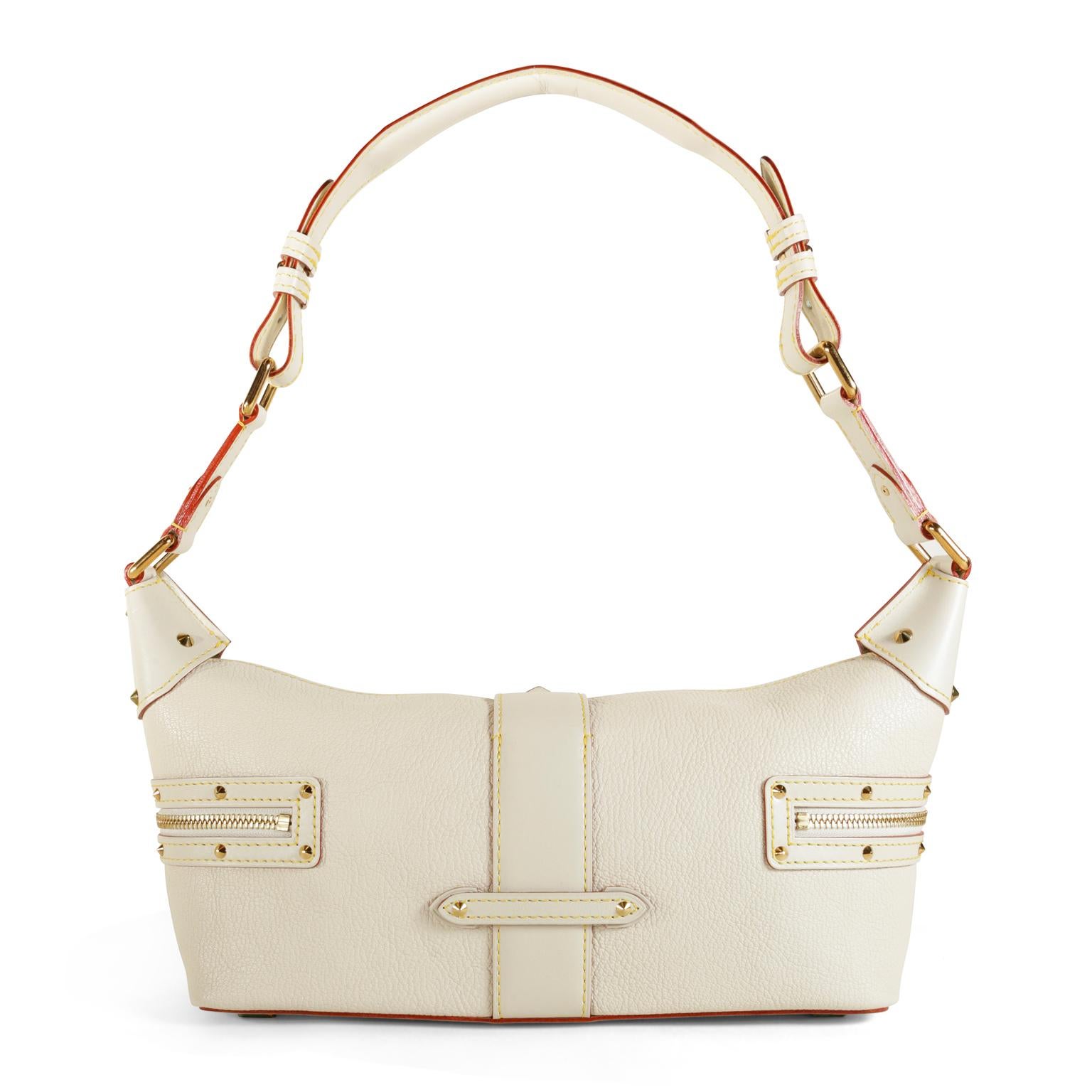 Louis Vuitton White Suhali Leather L’Impetueux Bag In New Condition In Palm Beach, FL