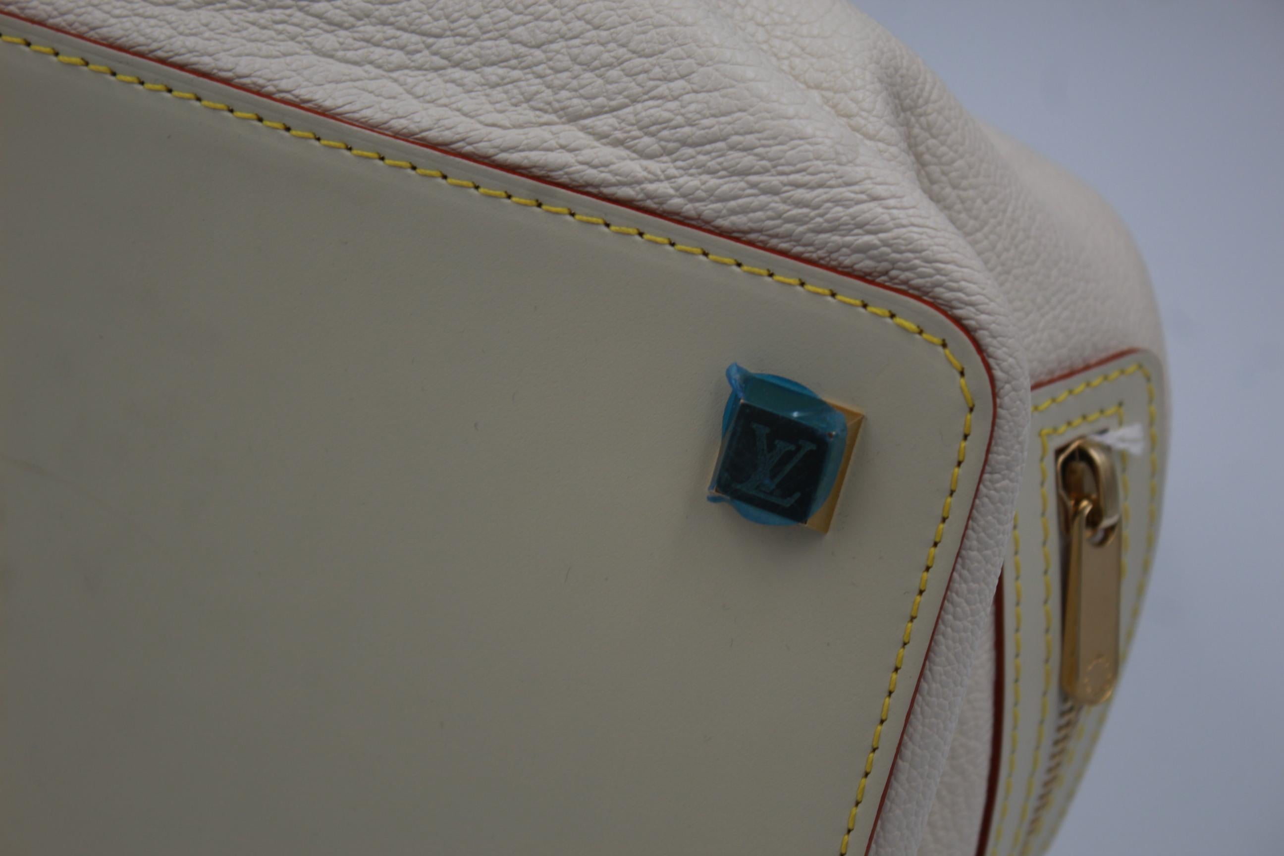 Brown Louis Vuitton White Suhali Leather 