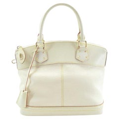 Louis Vuitton White Suhali Leather Lockit Vertical PM Satchel Bag
