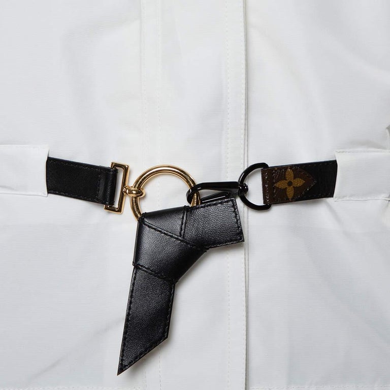 Louis Vuitton White Synthetic Logo Printed Hood Detail Belted