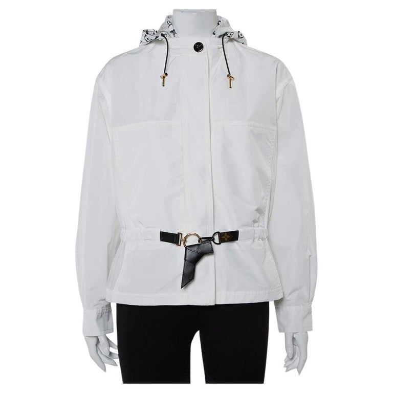 Louis Vuitton White Synthetic Logo Printed Hood Detail Belted