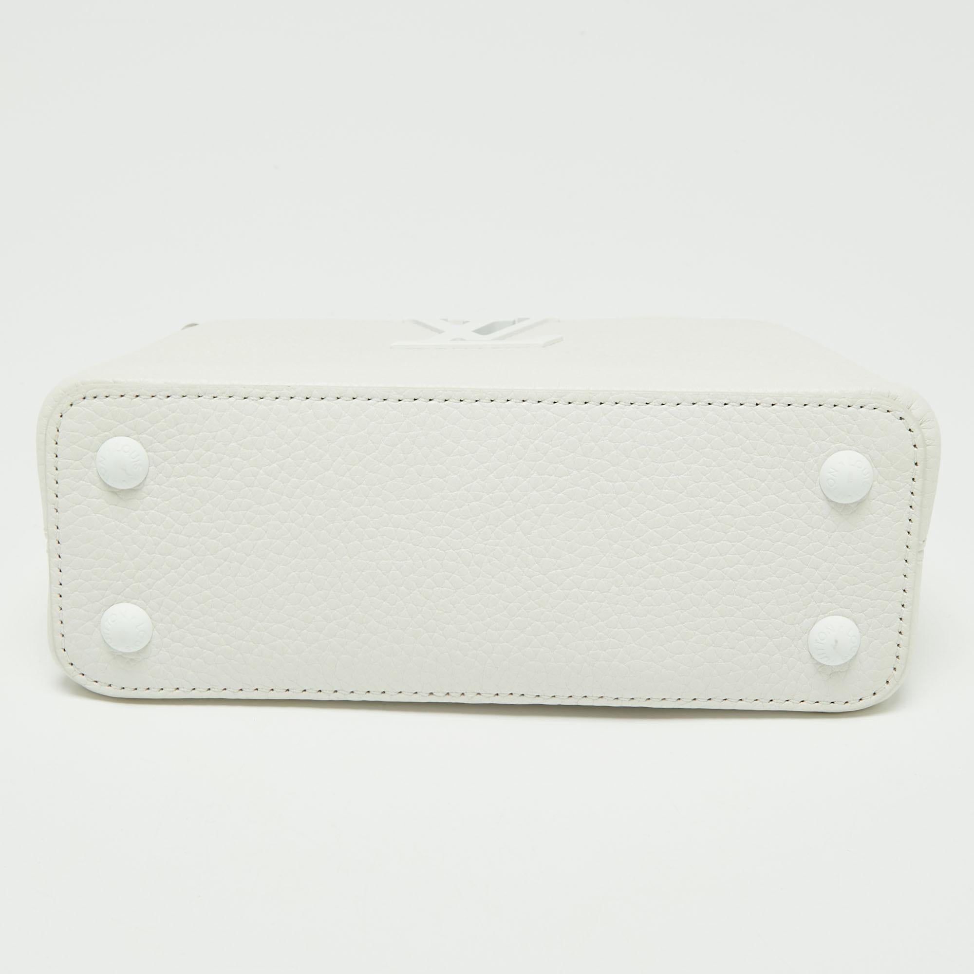 Louis Vuitton White Taurillon Leather Capucines Mini Bag 3