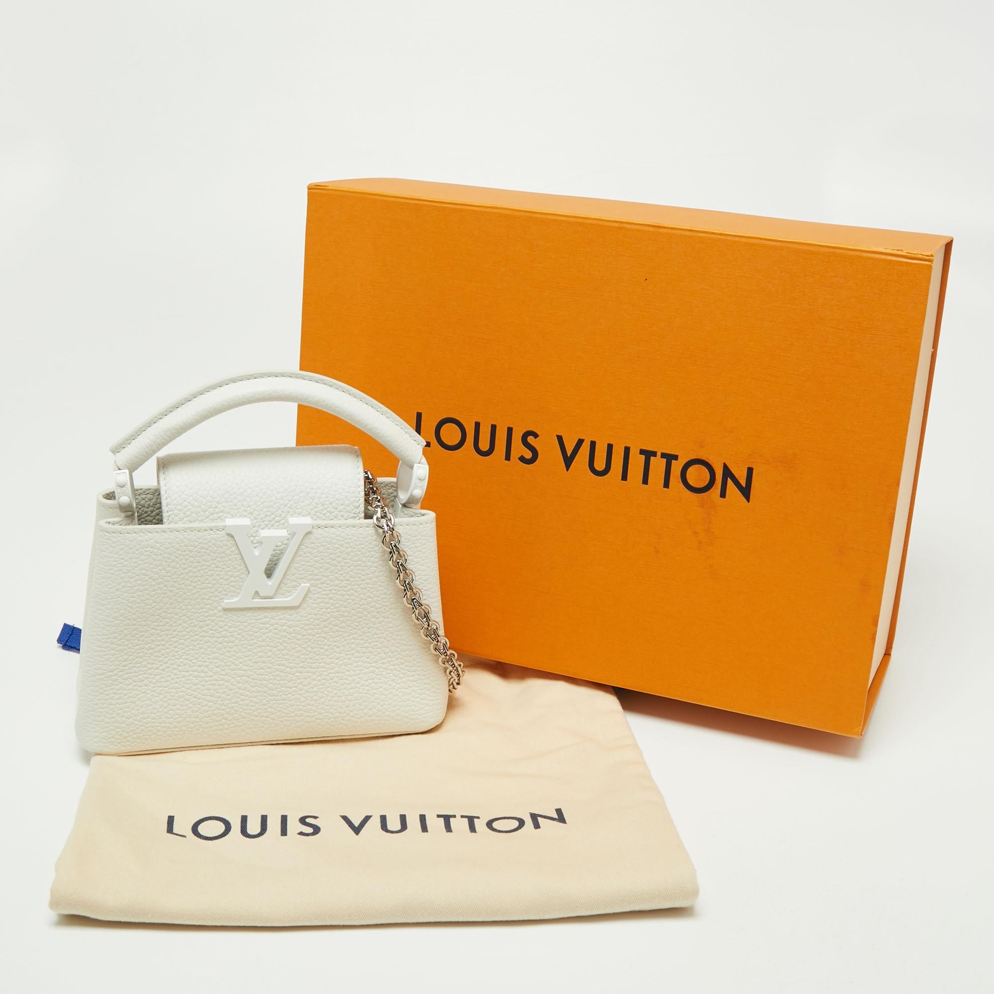 Louis Vuitton White Taurillon Leather Capucines Mini Bag 4