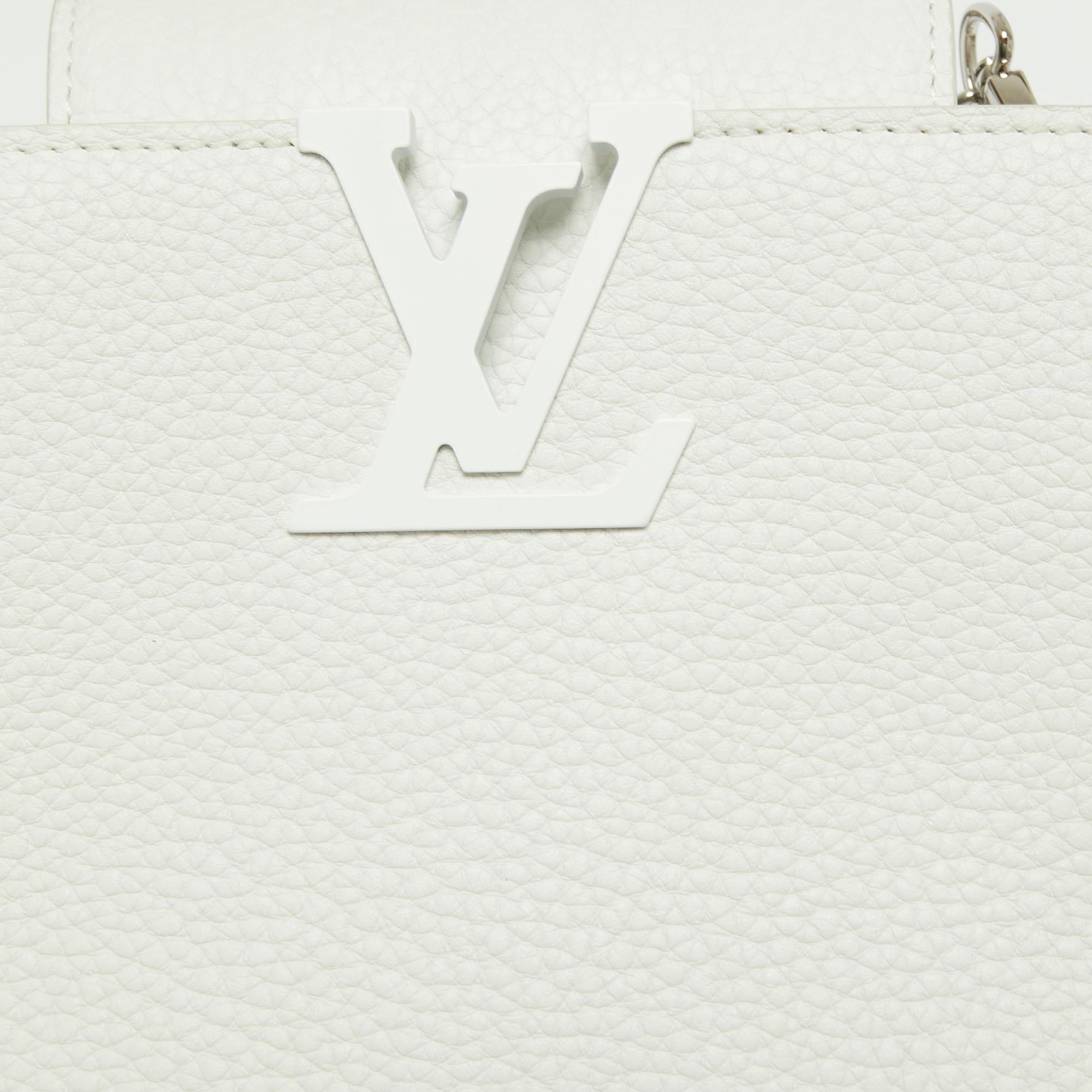 Women's Louis Vuitton White Taurillon Leather Capucines Mini Bag