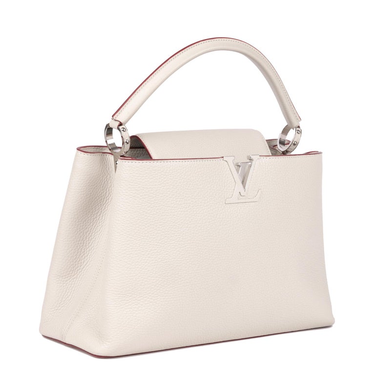 LOUIS VUITTON White Taurillon Leather Capucines MM For Sale at 1stDibs