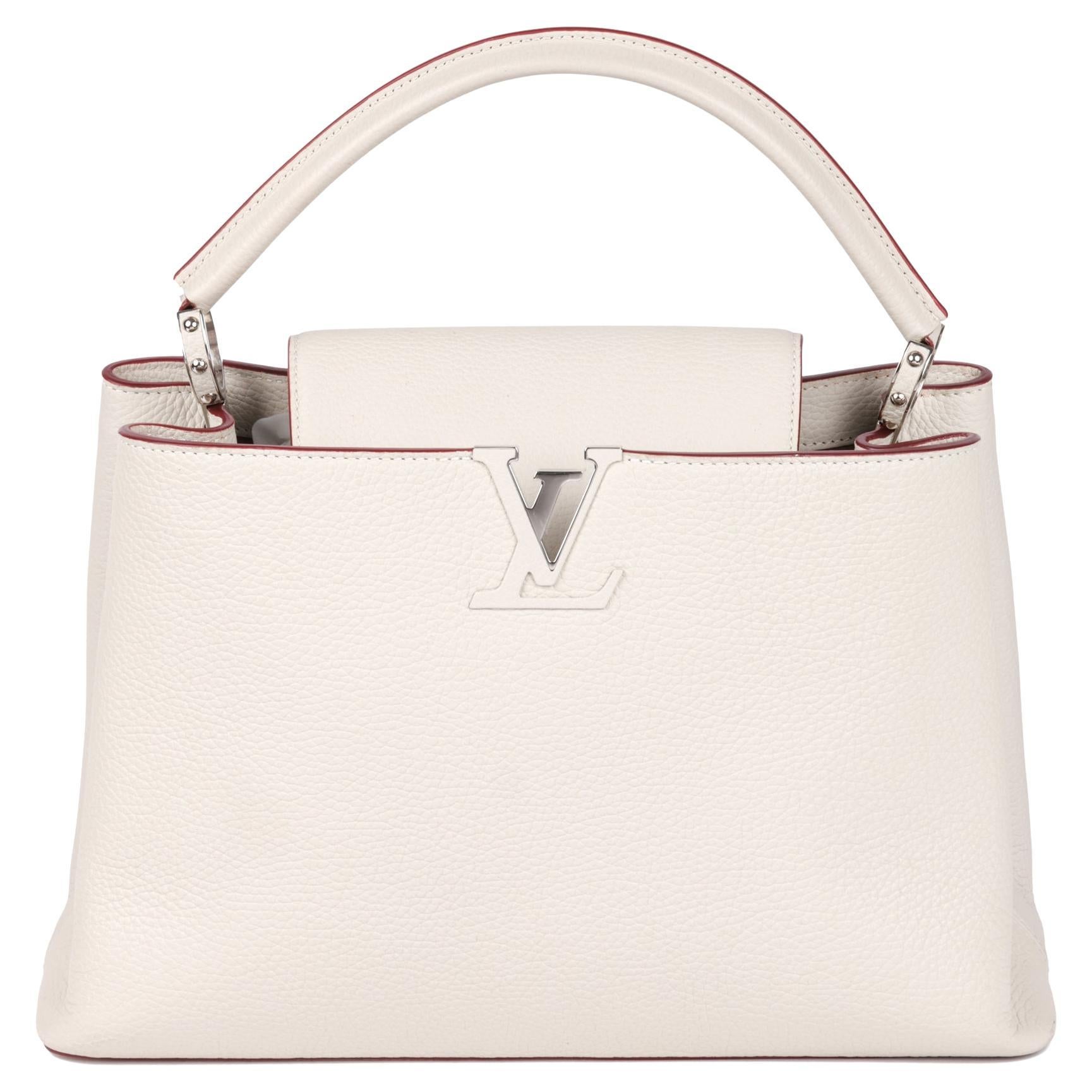 LOUIS VUITTON White Taurillon Leather Capucines MM For Sale