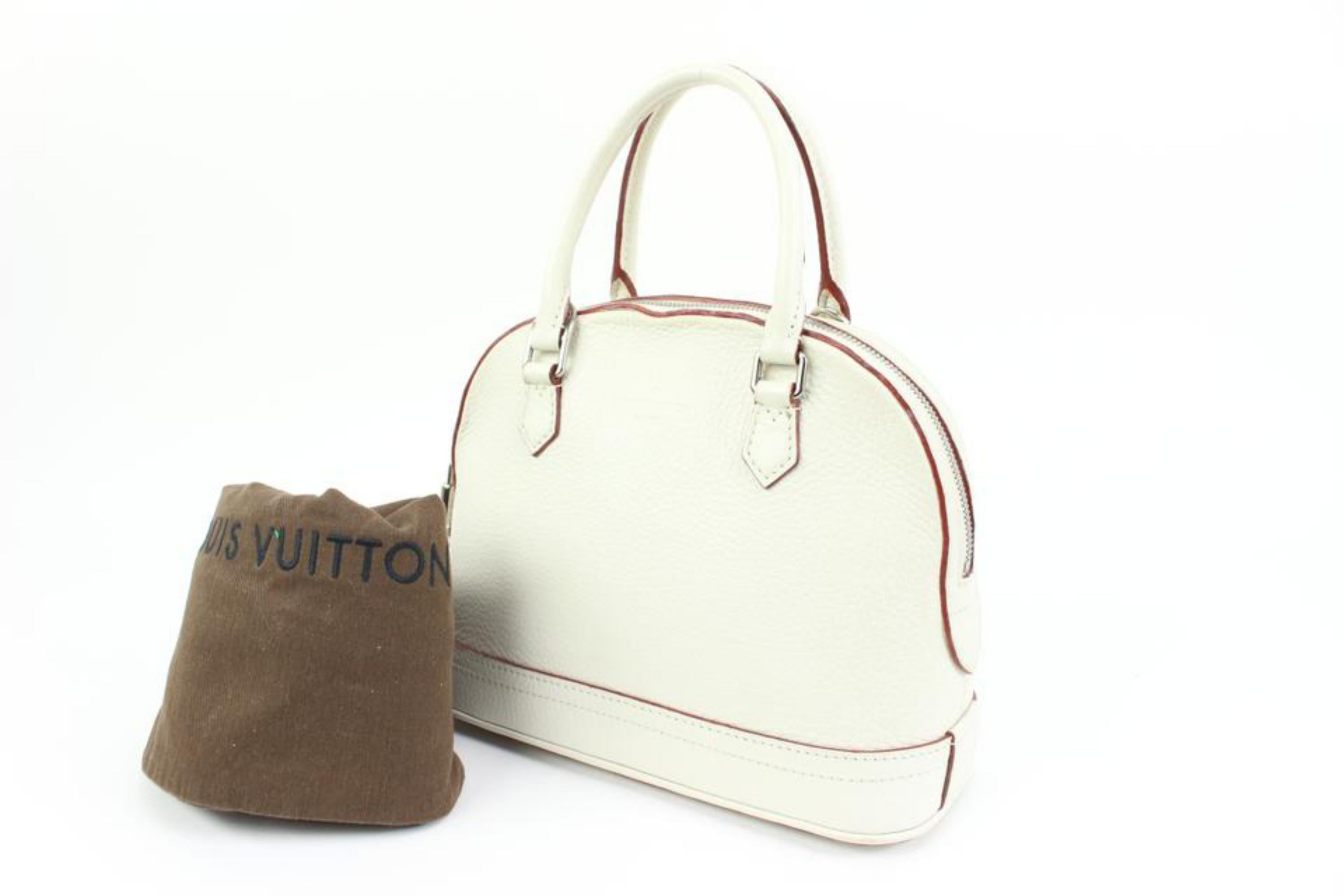 Louis Vuitton White Taurillon Leather Parnassea Alma PPM 76llk322s
Date Code/Serial Number: AR3183
Made In: France
Measurements: Length:  10
